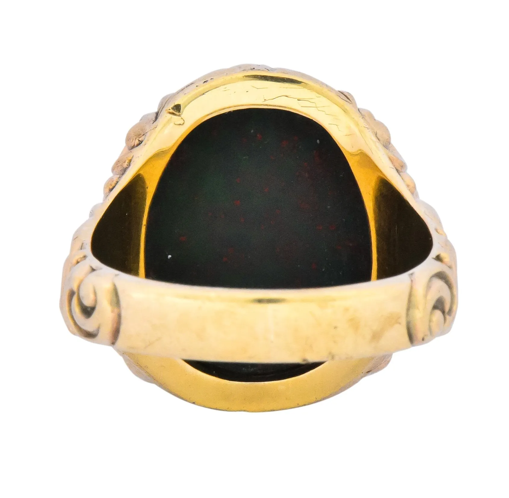 Late Victorian German Bloodstone 8 Karat Gold Unisex Ring Circa 1890
