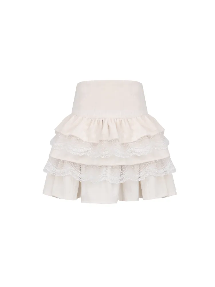 Layered Lace Ruffle Mini Skirt
