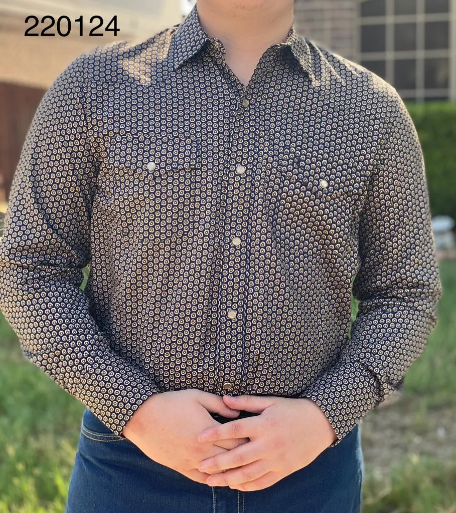 Leo Black with Gold Design Western Shirt