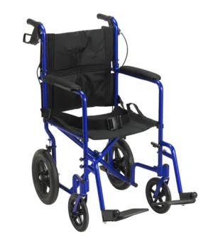 Lightweight Expedition Transport Wheelchair with Hand Brakes, Blue - 1 Each