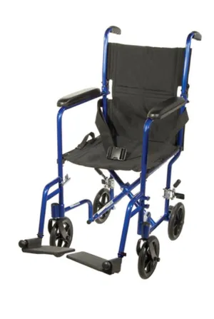 Lightweight Transport Wheelchair, 17" Seat, Blue - 1 Each