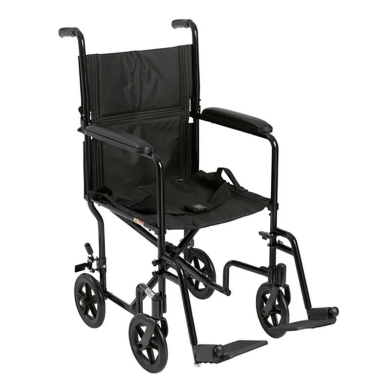 Lightweight Transport Wheelchair, 19" Seat, Black - 1 Each