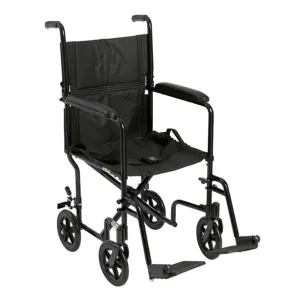 Lightweight Transport Wheelchair, 19" Seat, Black - 1 Each