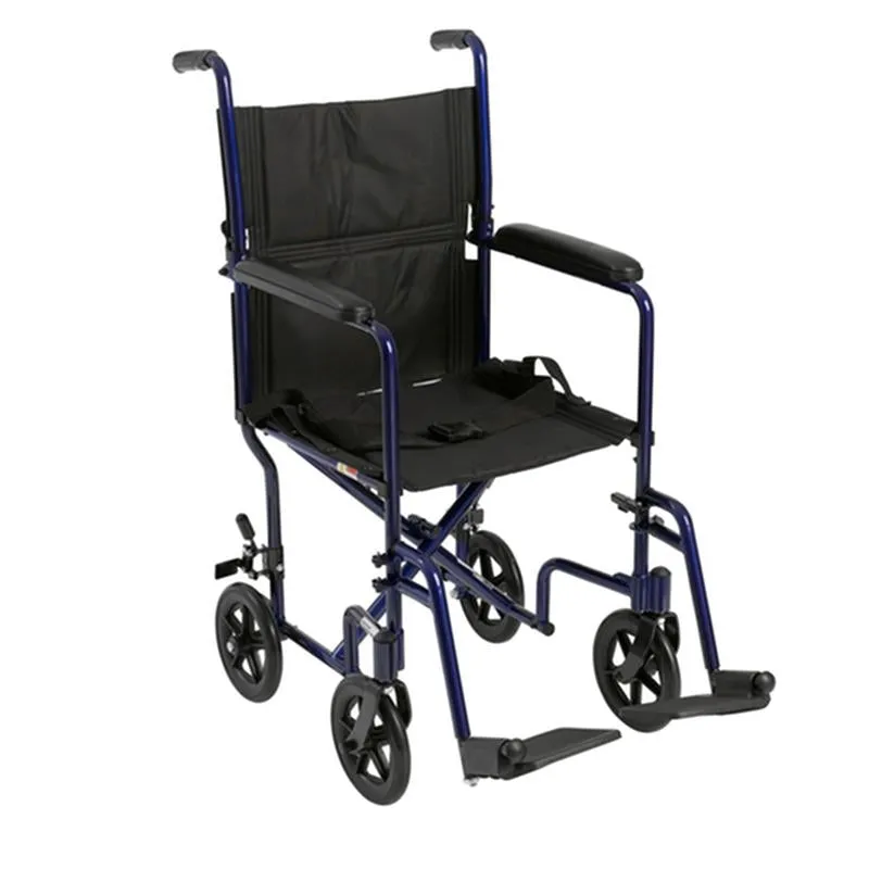 Lightweight Transport Wheelchair, 19" Seat, Blue - 1 Each