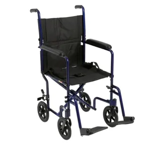 Lightweight Transport Wheelchair, 19" Seat, Blue - 1 Each