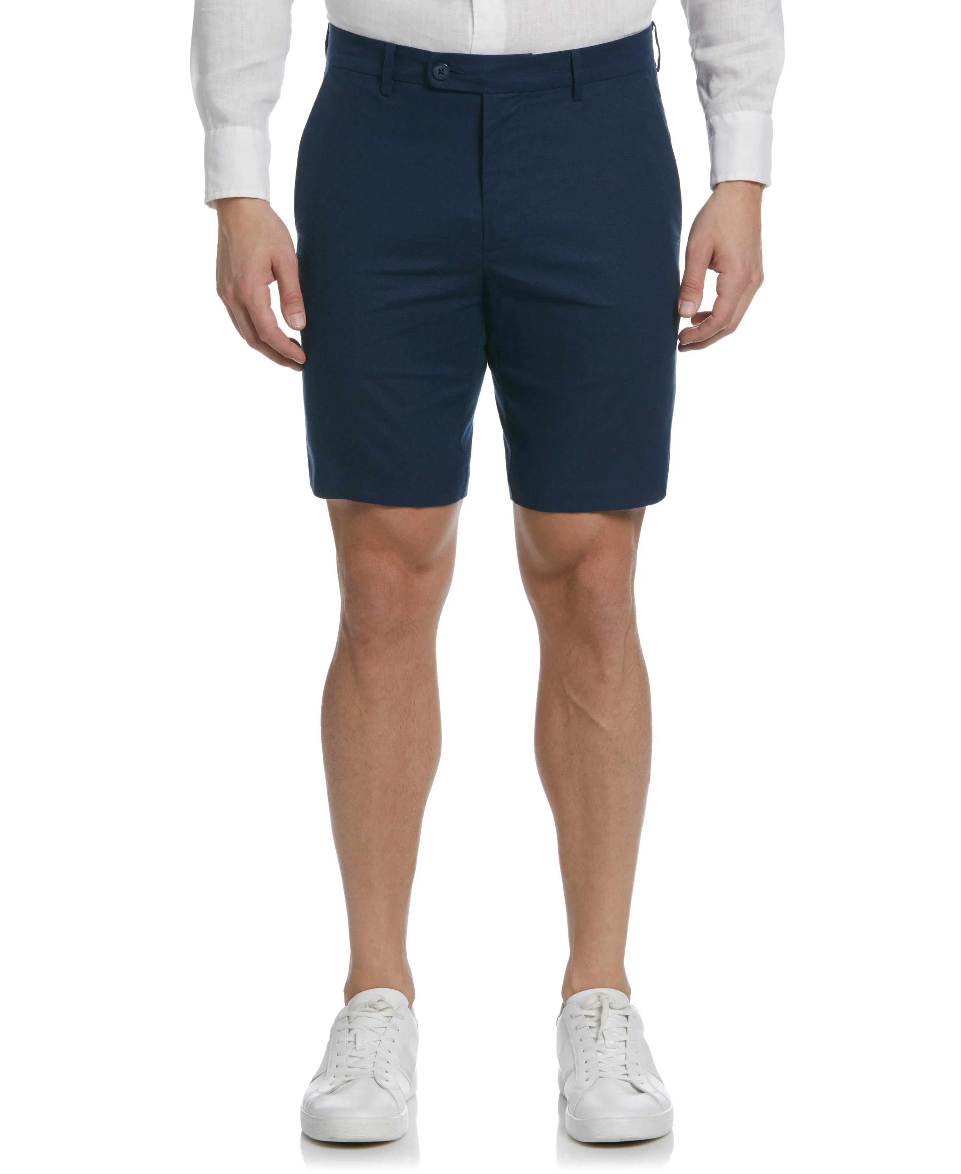 Linen-Blend Flat Front Short