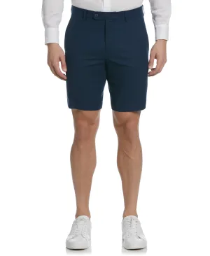 Linen-Blend Flat Front Short