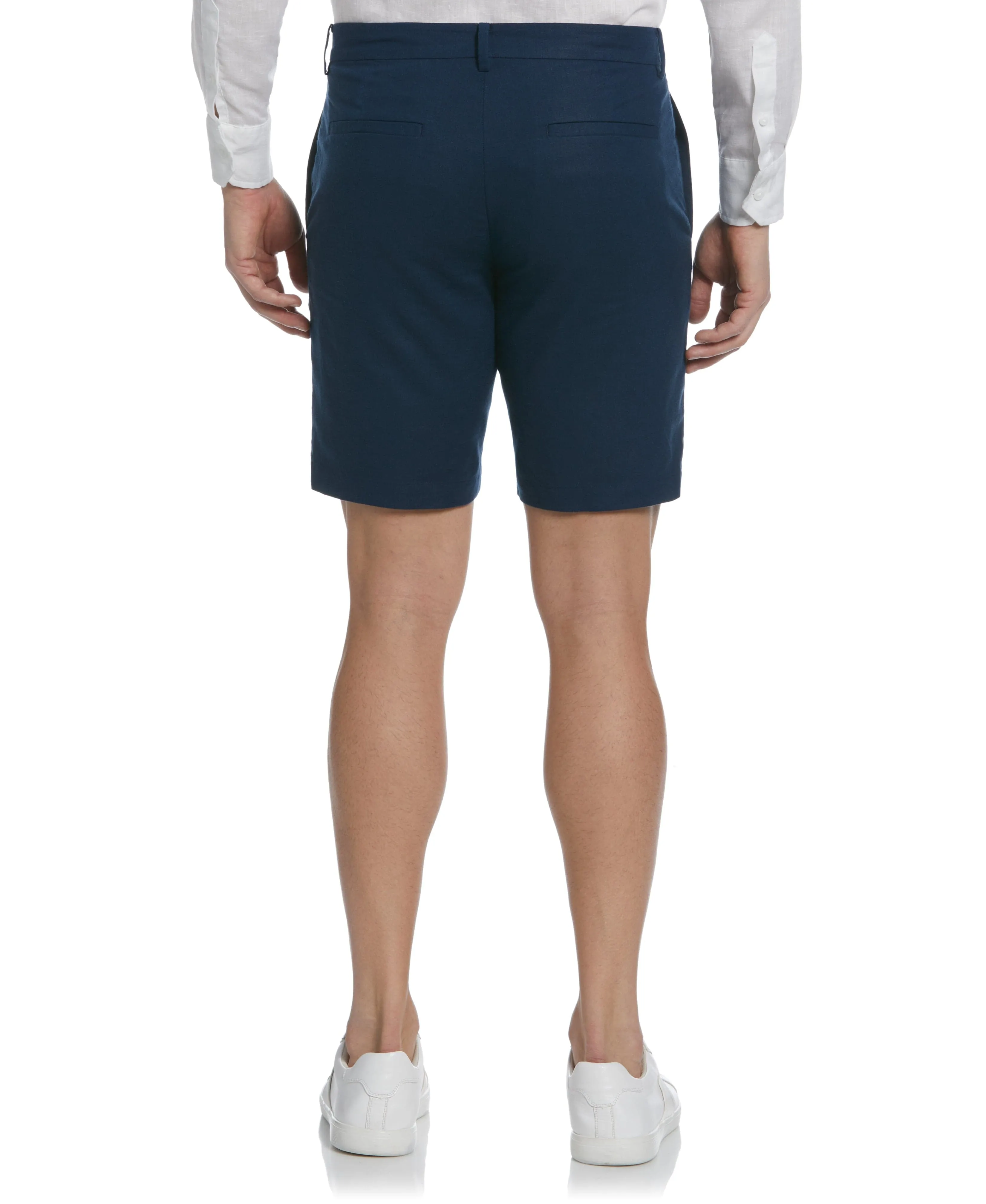 Linen-Blend Flat Front Short