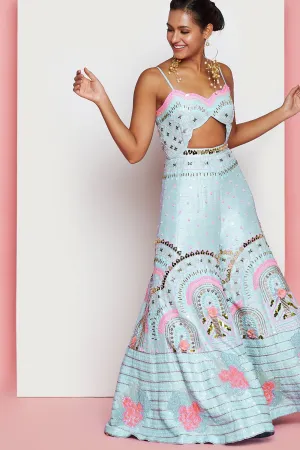 LOVE HEROIN - POWDER BLUE JUMPSUIT