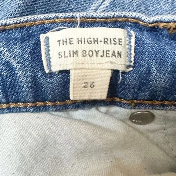 Madewell The High-Rise Slim Distressed Boyjean in Lita Wash: Step-Hem Size 26