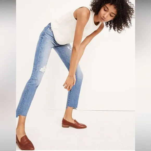 Madewell The High-Rise Slim Distressed Boyjean in Lita Wash: Step-Hem Size 26