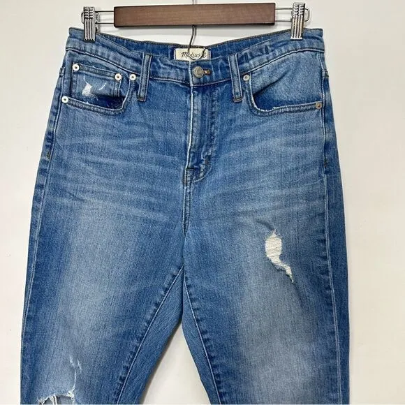 Madewell The High-Rise Slim Distressed Boyjean in Lita Wash: Step-Hem Size 26