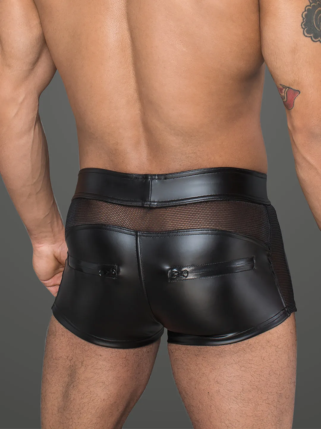 Matte Wetlook Boxers With Mesh Panel