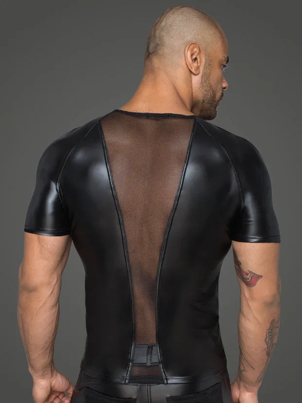 Matte Wetlook T-Shirt with Mesh Panels