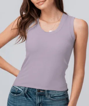 Mauve Fitted Ribbed Tank Top