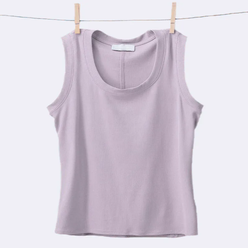 Mauve Fitted Ribbed Tank Top