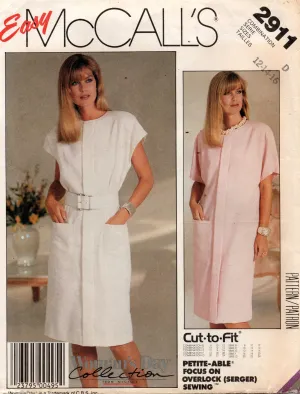 McCall's 2911 Womens EASY Straight Dress 1980s Vintage Sewing Pattern Size 12 - 16