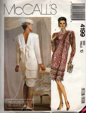 McCall's 4199 Womens Designer Tiered Sheath Bridal Gown 1980s Vintage Sewing Pattern Size 10 UNCUT Factory Folded