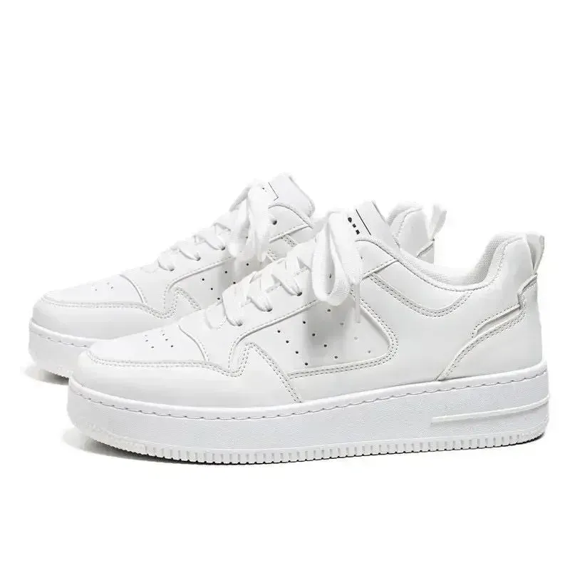 Men Casual Leather Comfortable Flat Slip-on White Shoes