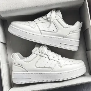Men Casual Leather Comfortable Flat Slip-on White Shoes