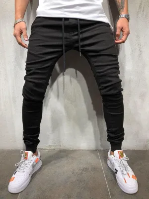Men Vintage Wash Pure Color Jeans