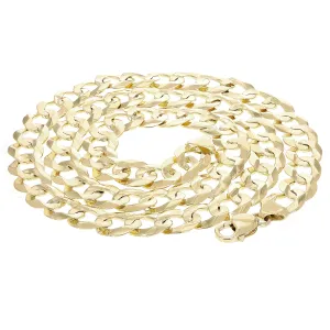 Men's 10k Yellow Gold Flat Cuban Link Chain Bracelet 7" - 9" 12.5mm