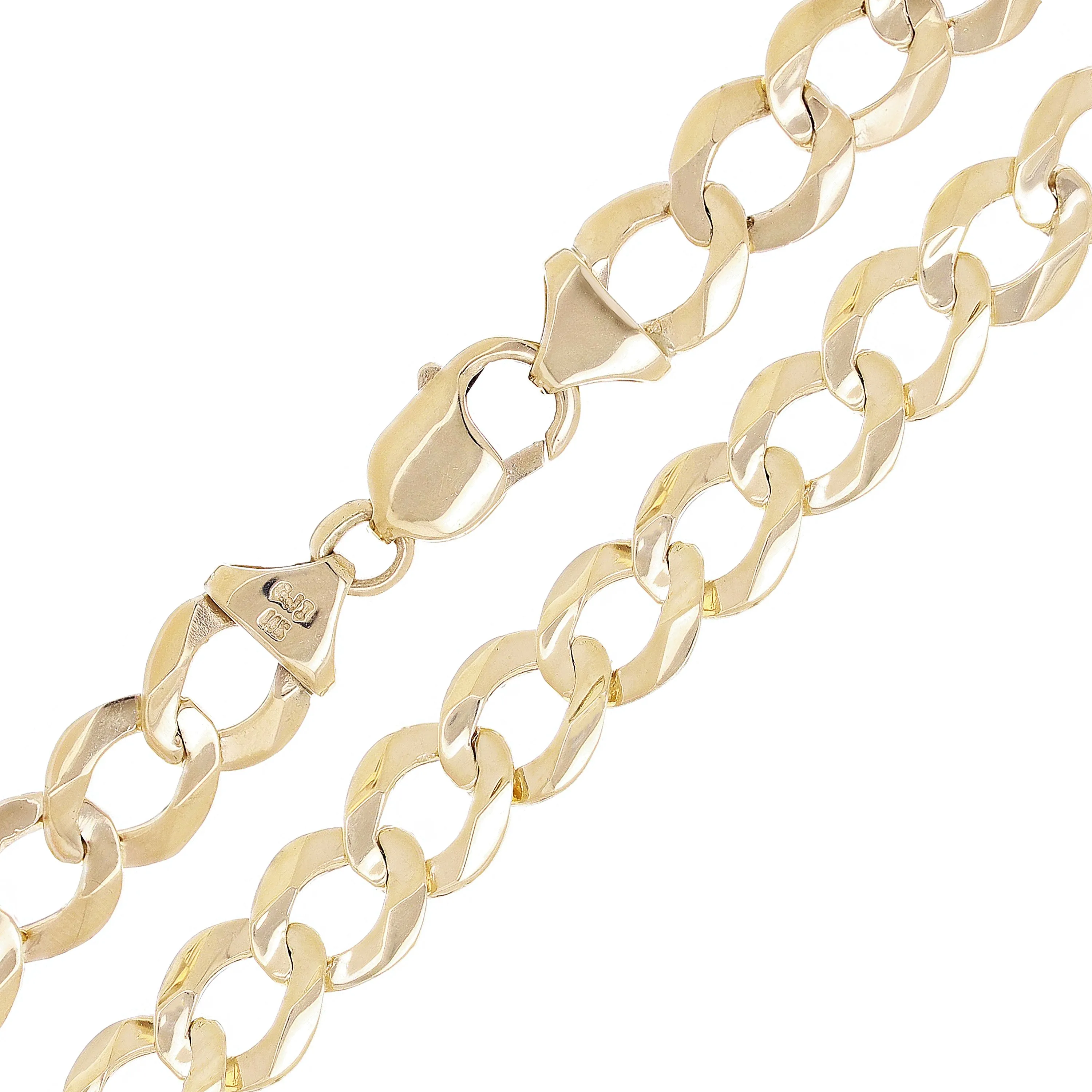 Men's 10k Yellow Gold Solid Flat Cuban Chain Link Necklace 22" - 30" 11.5mm