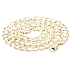 Men's 10k Yellow Gold Solid Flat Cuban Chain Link Necklace 22" - 30" 11.5mm