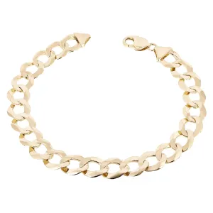 Men's 10k Yellow Gold Solid Flat Cuban Link Chain Bracelet 9" 11.5mm 22.5 grams
