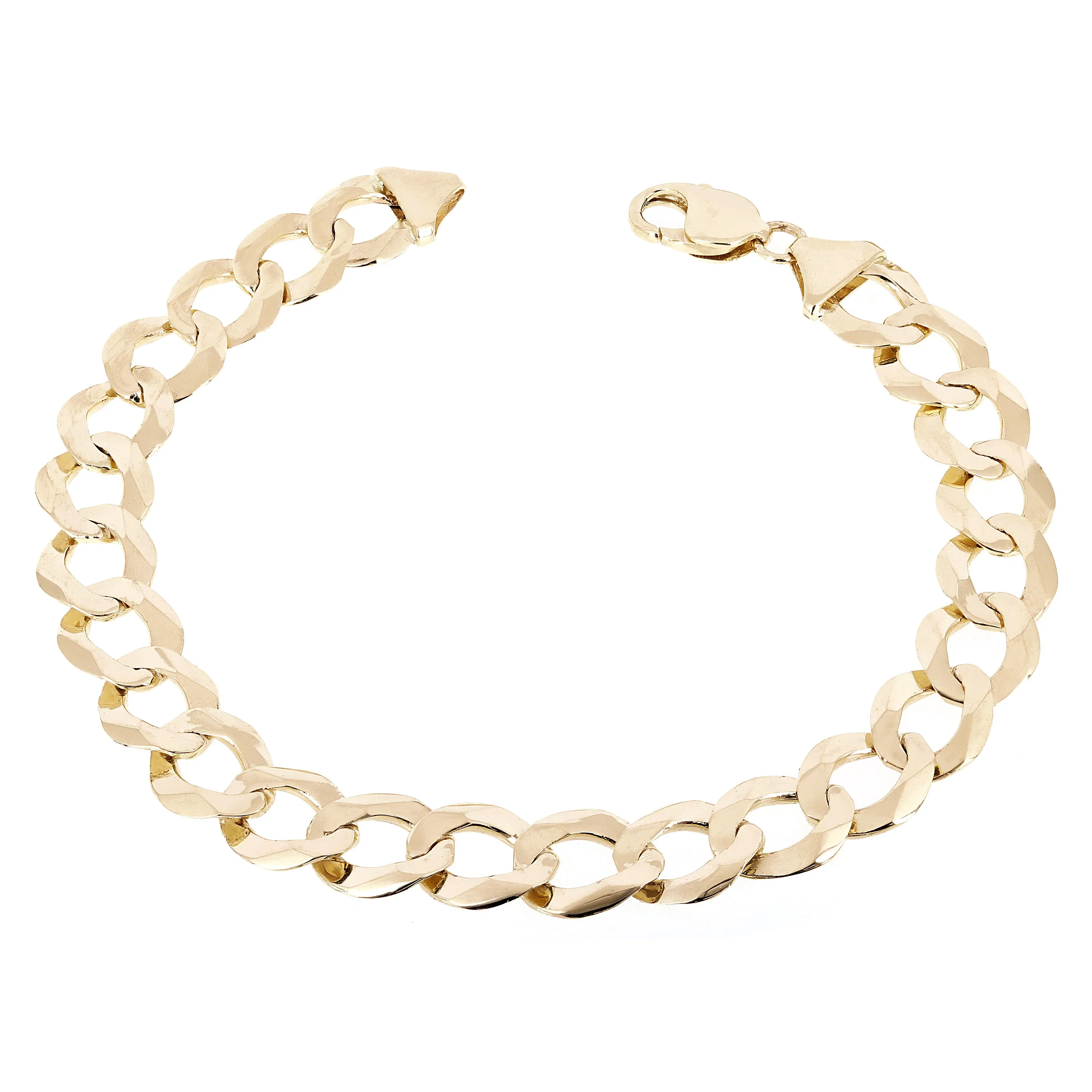 Men's 10k Yellow Gold Solid Flat Cuban Link Chain Bracelet 9" 11.5mm 22.5 grams