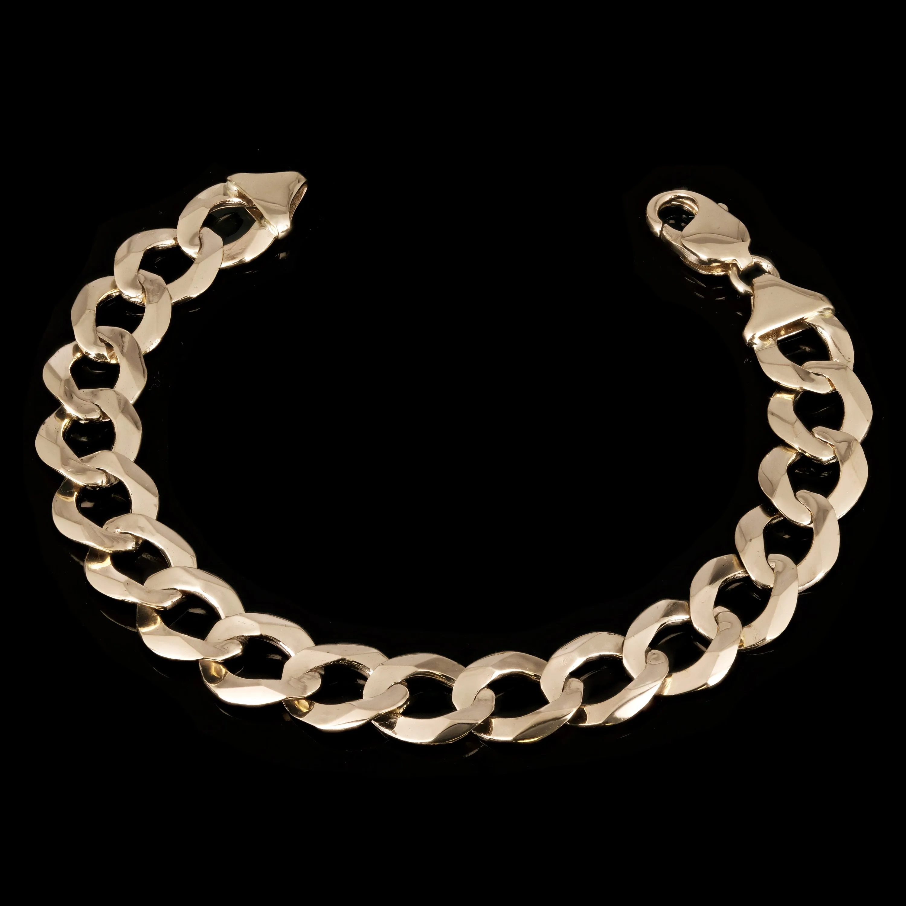 Men's 10k Yellow Gold Solid Flat Cuban Link Chain Bracelet 9" 11.5mm 22.5 grams