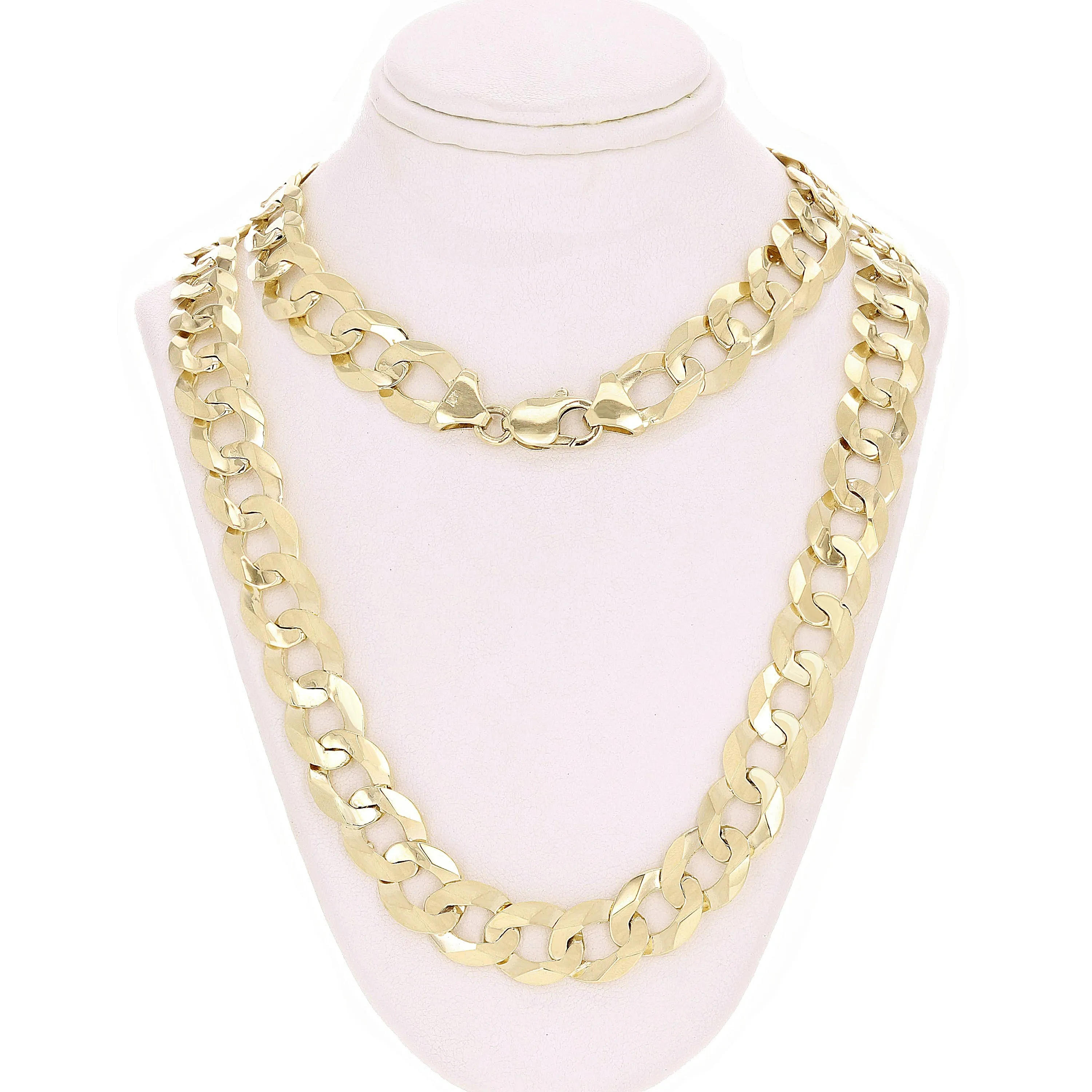 Men's 10k Yellow or White Gold Flat Cuban Link Chain Necklace 20" - 30" 12.5mm