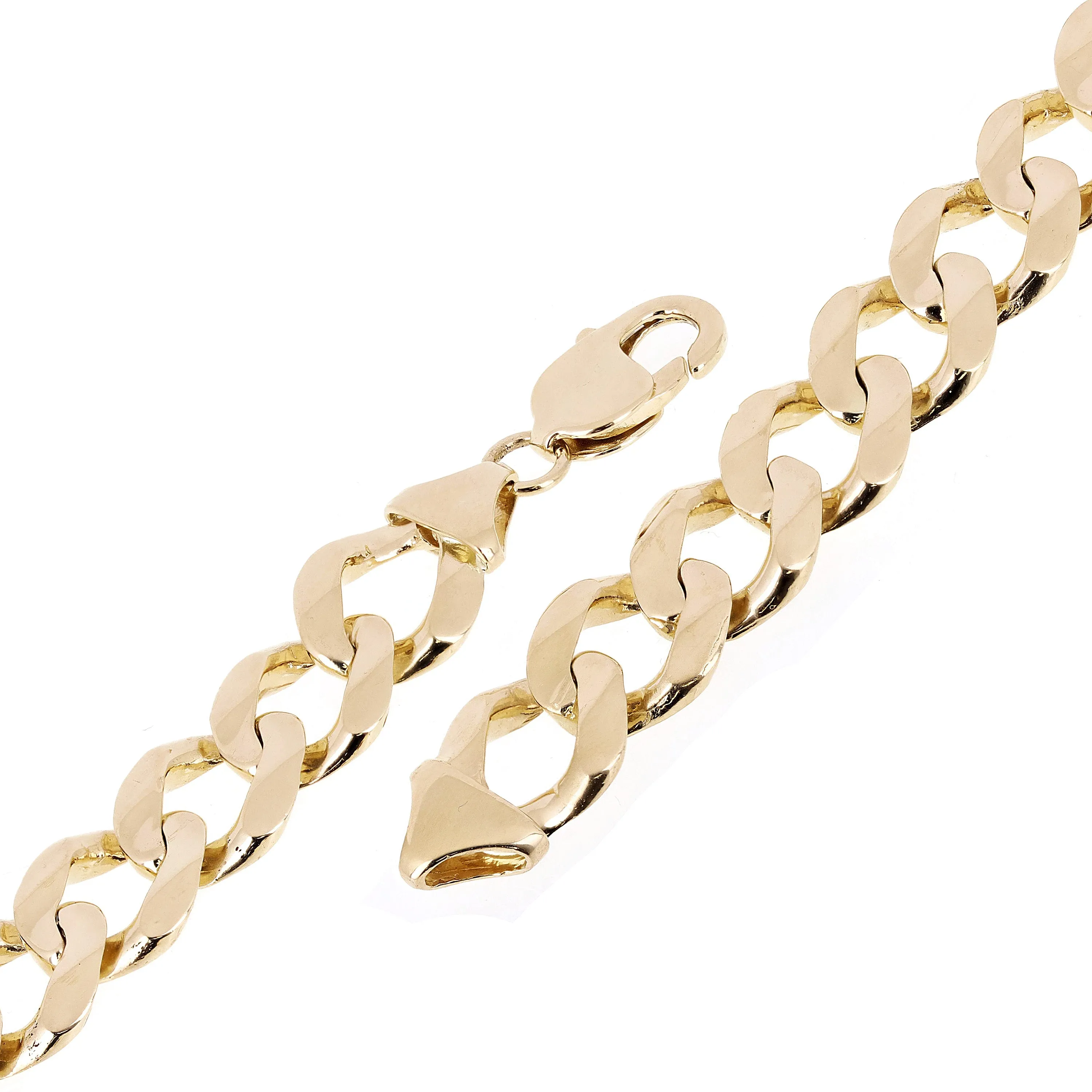 Men's 10k Yellow White or Rose Gold Solid Flat Cuban Link Chain Bracelet 7" - 9" 12.5mm