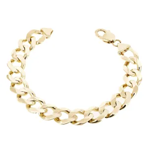 Men's 10k Yellow White or Rose Gold Solid Flat Cuban Link Chain Bracelet 7" - 9" 12.5mm