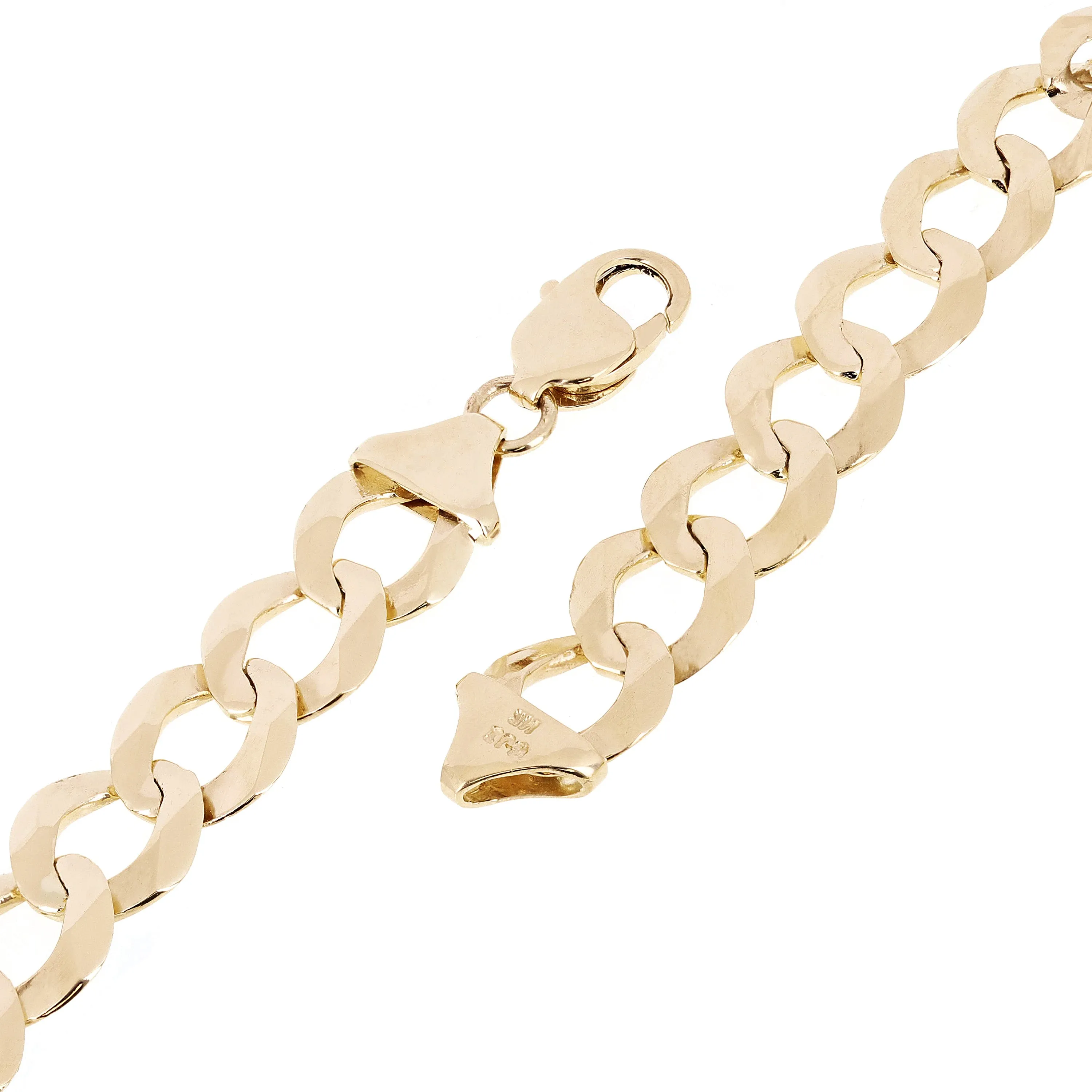 Men's 14k Solid Yellow Gold Flat Cuban Link Chain Bracelet 7" 11.5mm- 20 grams