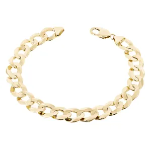 Men's 14k Solid Yellow Gold Flat Cuban Link Chain Bracelet 7" - 9" 12.5mm