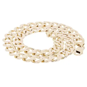 Men's 14k Solid Yellow White or Rose Gold Flat Cuban Necklace 20" - 28" 12.5mm