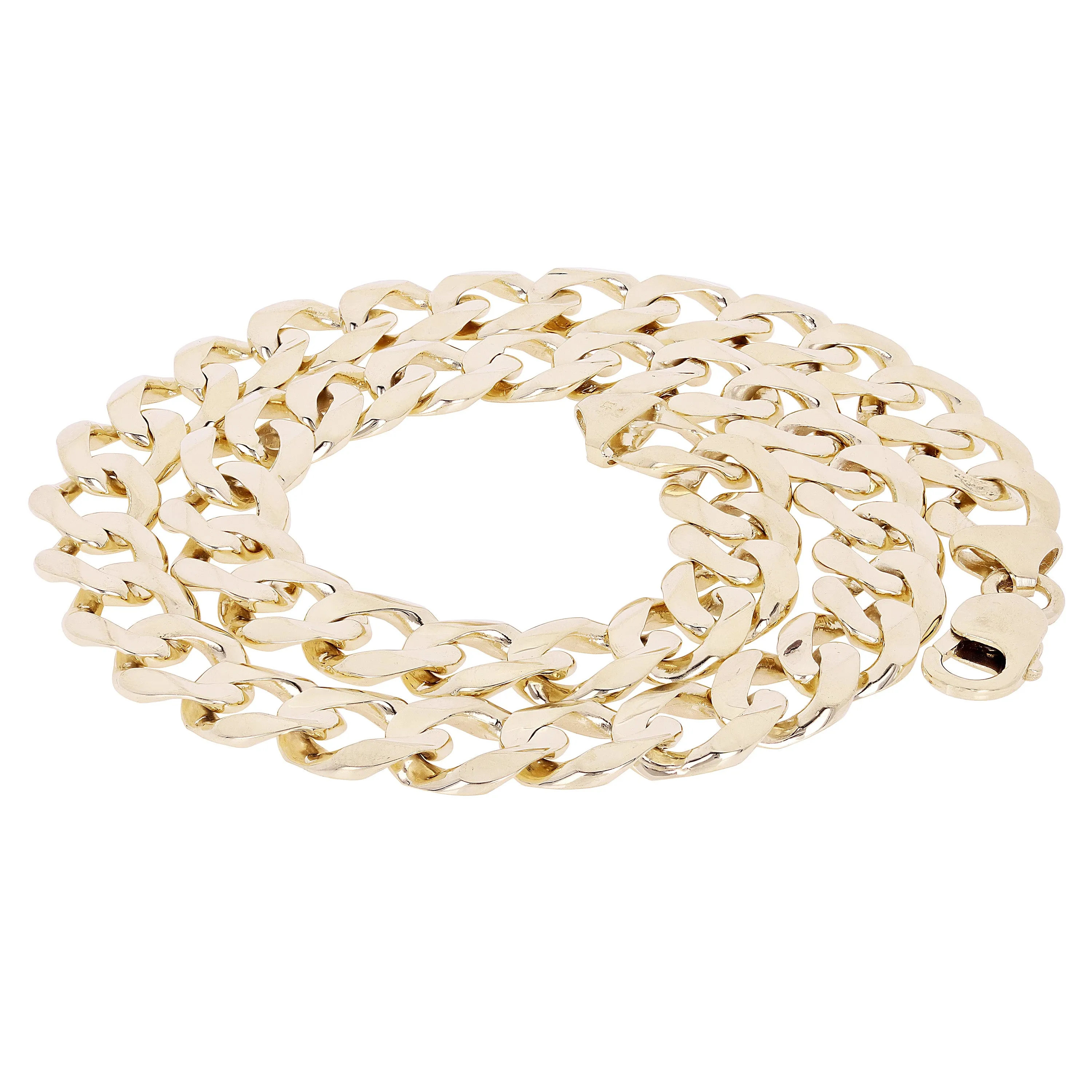Men's 14k Solid Yellow White or Rose Gold Flat Cuban Necklace 20" - 28" 12.5mm