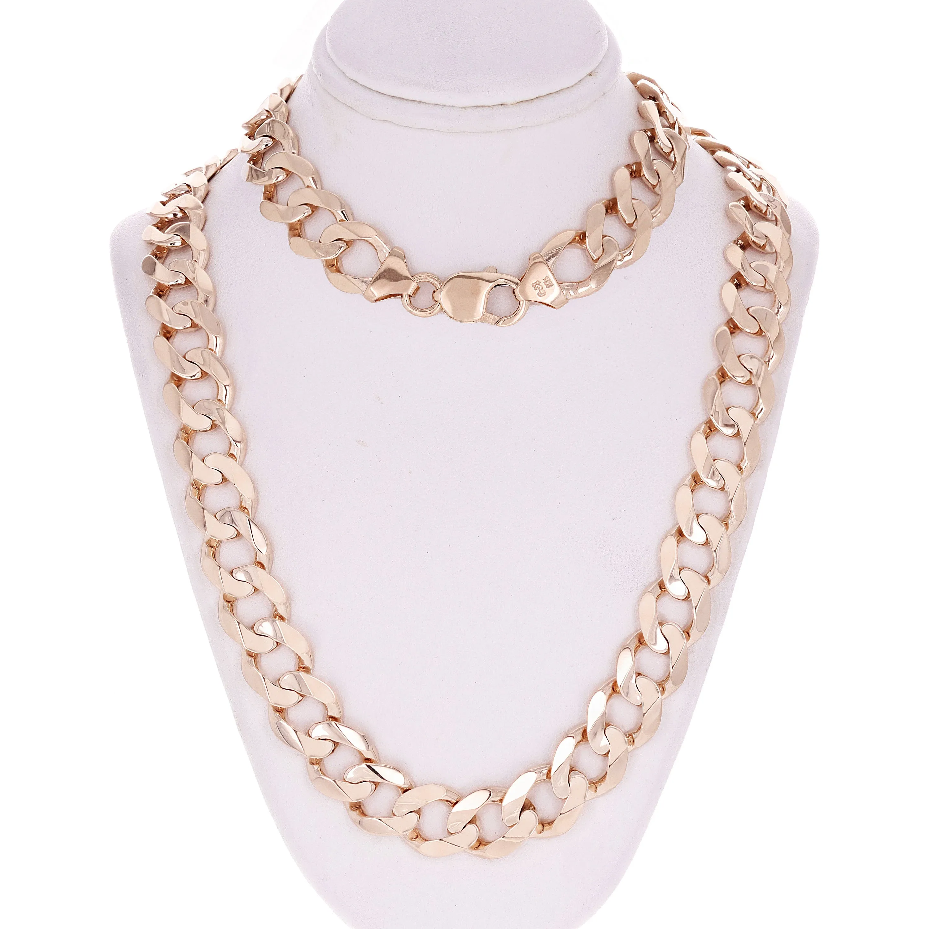 Men's 14k Solid Yellow White or Rose Gold Flat Cuban Necklace 20" - 28" 12.5mm