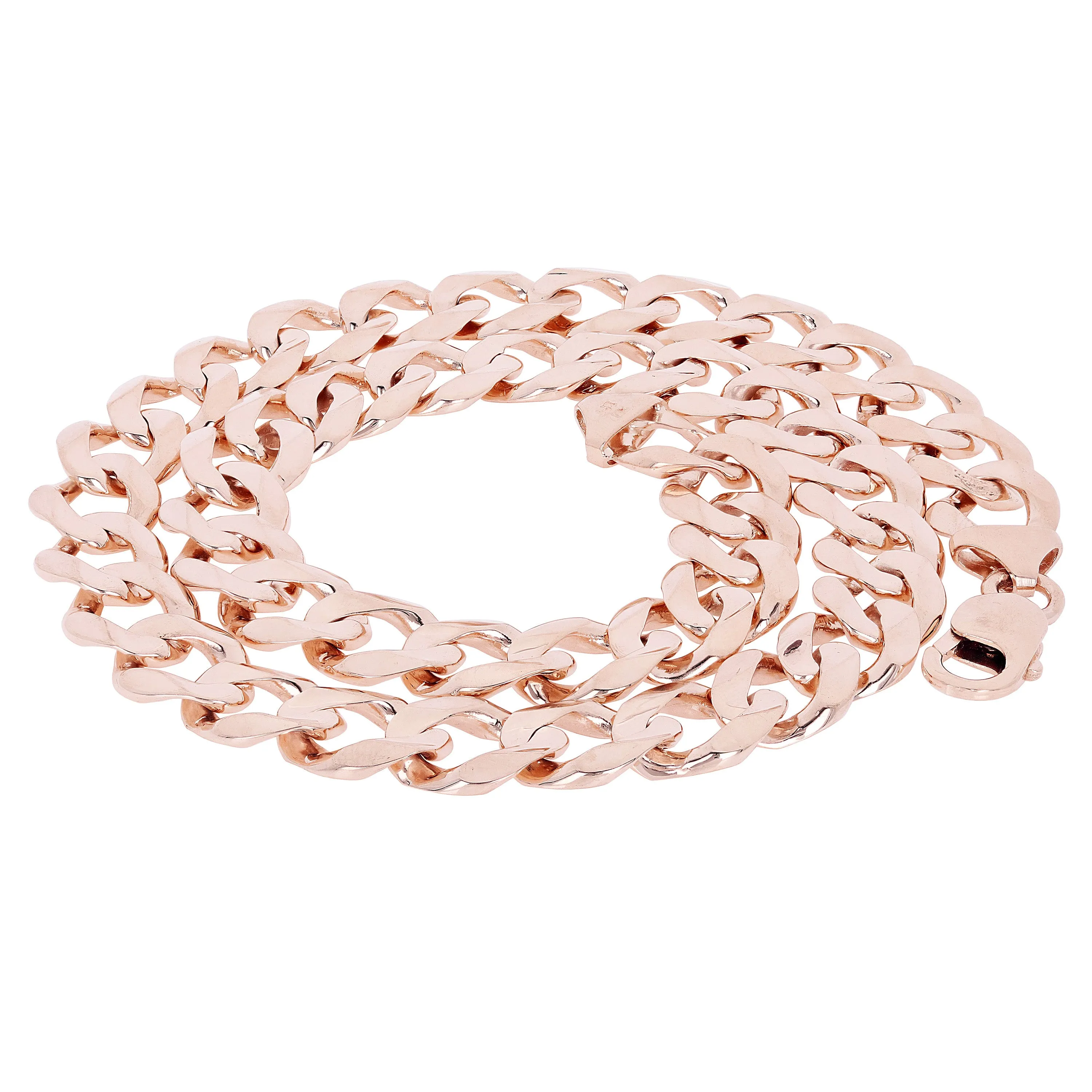 Men's 14k Solid Yellow White or Rose Gold Flat Cuban Necklace 20" - 28" 12.5mm