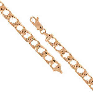 Men's 14k Yellow White or Rose Gold Solid Flat Cuban Chain Necklace 20" - 26" 6.3mm