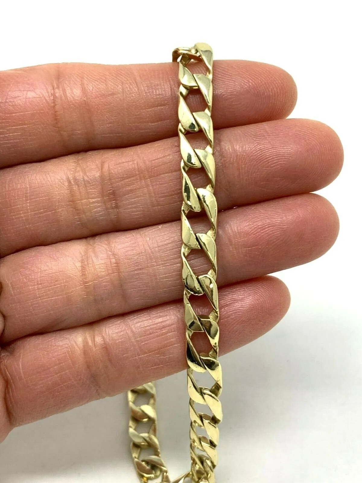 Men's 14k Yellow White or Rose Gold Solid Flat Cuban Chain Necklace 20" - 26" 6.3mm