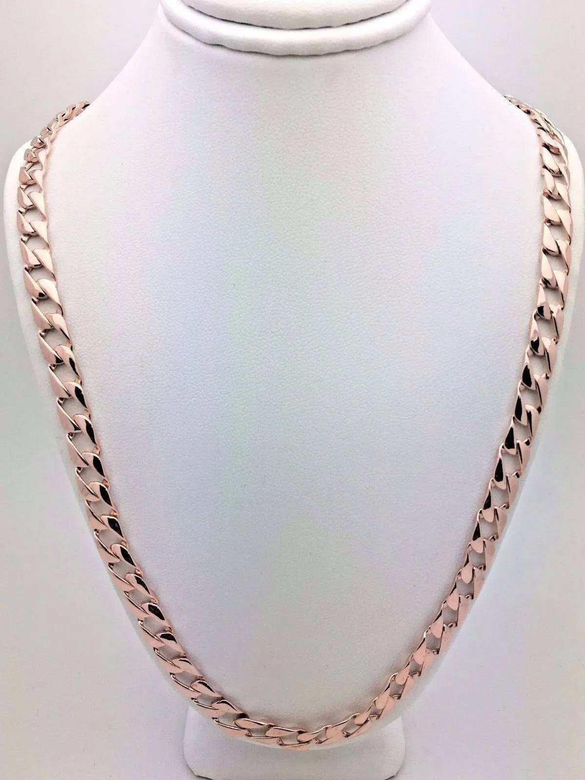 Men's 14k Yellow White or Rose Gold Solid Flat Cuban Chain Necklace 20" - 26" 6.3mm