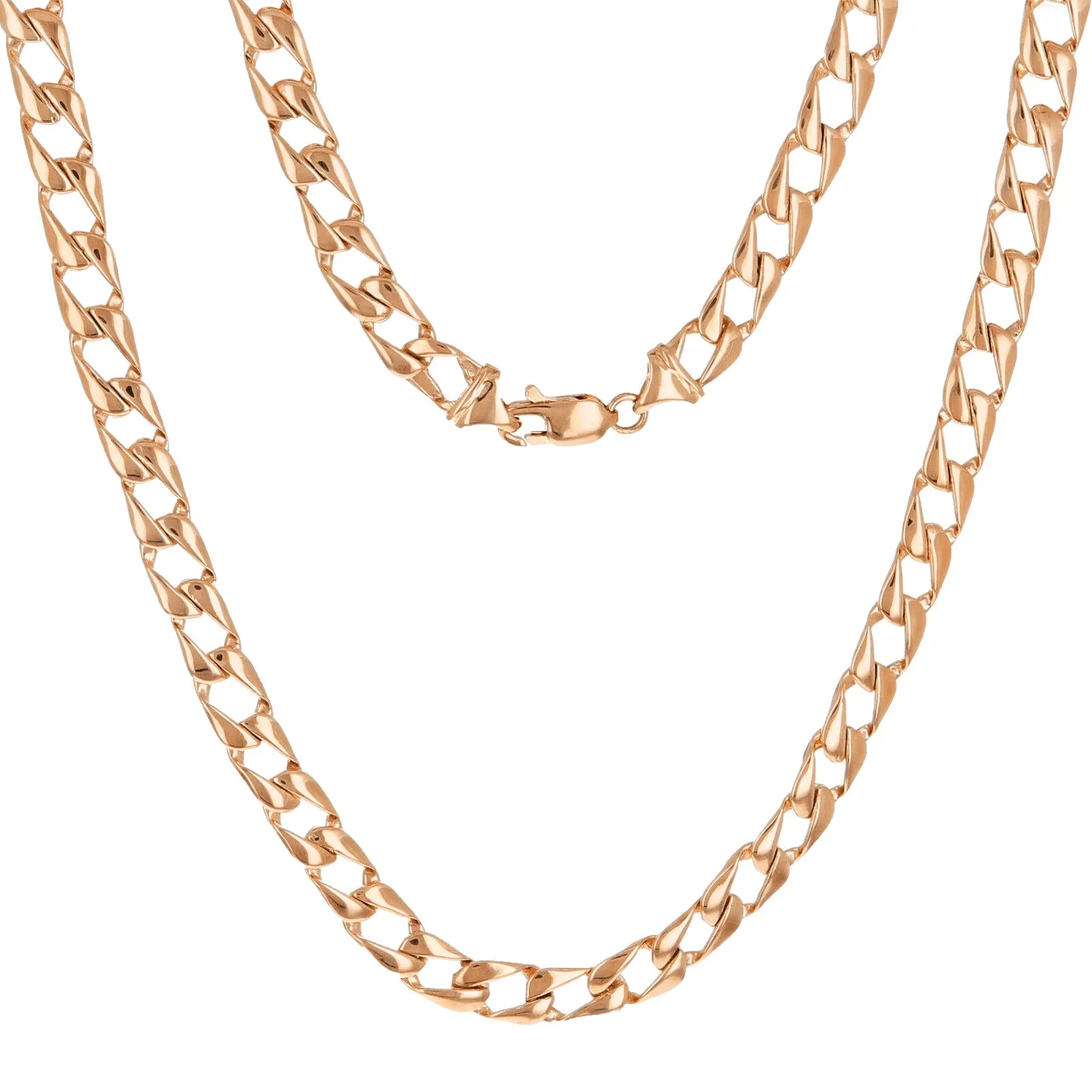 Men's 14k Yellow White or Rose Gold Solid Flat Cuban Chain Necklace 20" - 26" 6.3mm