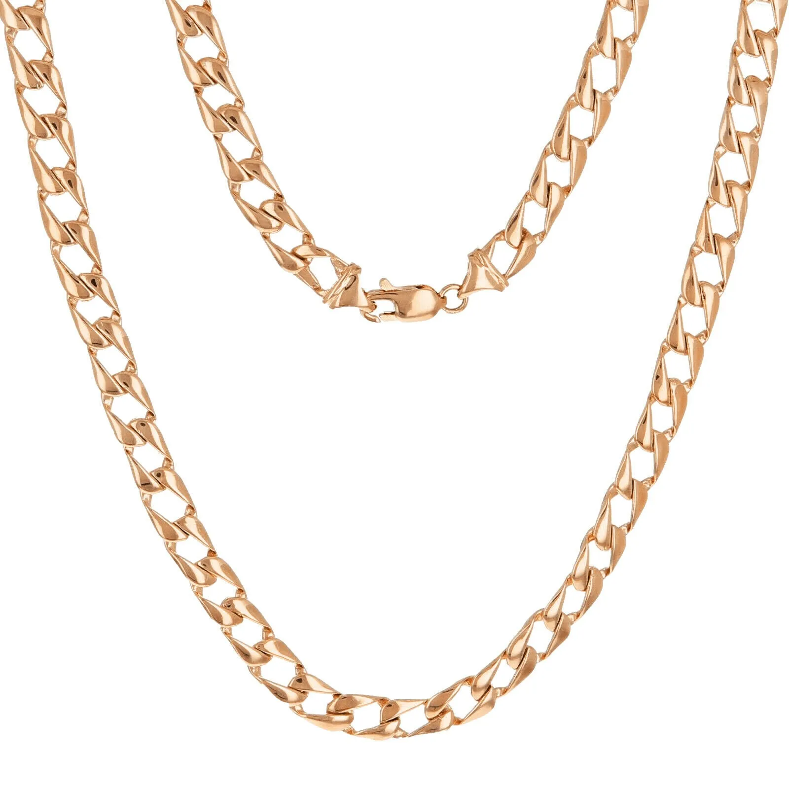 Men's 14k Yellow White or Rose Gold Solid Flat Cuban Chain Necklace 20" - 26" 6.3mm