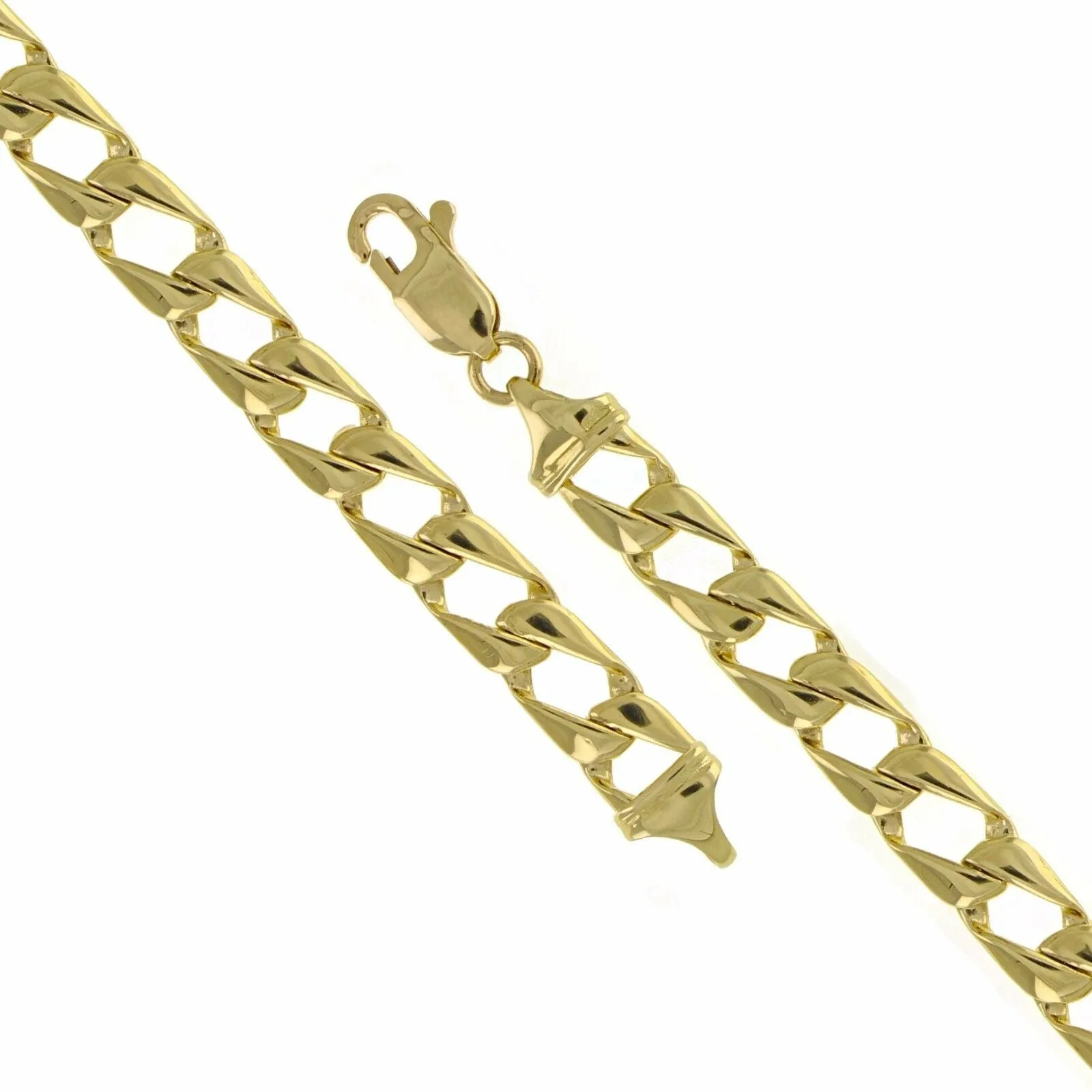 Men's 14k Yellow White or Rose Gold Solid Flat Cuban Chain Necklace 20" - 26" 6.3mm