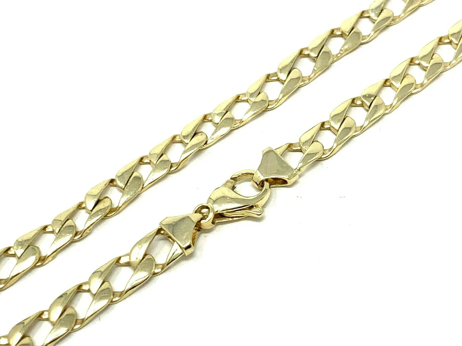 Men's 14k Yellow White or Rose Gold Solid Flat Cuban Chain Necklace 20" - 26" 6.3mm
