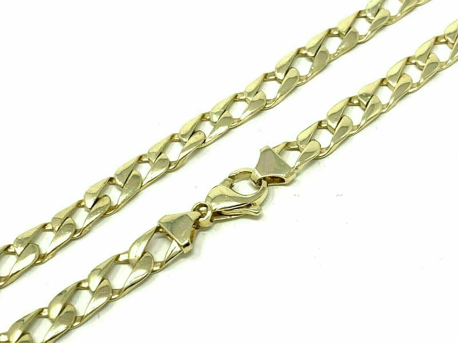 Men's 14k Yellow White or Rose Gold Solid Flat Cuban Chain Necklace 20" - 26" 6.3mm