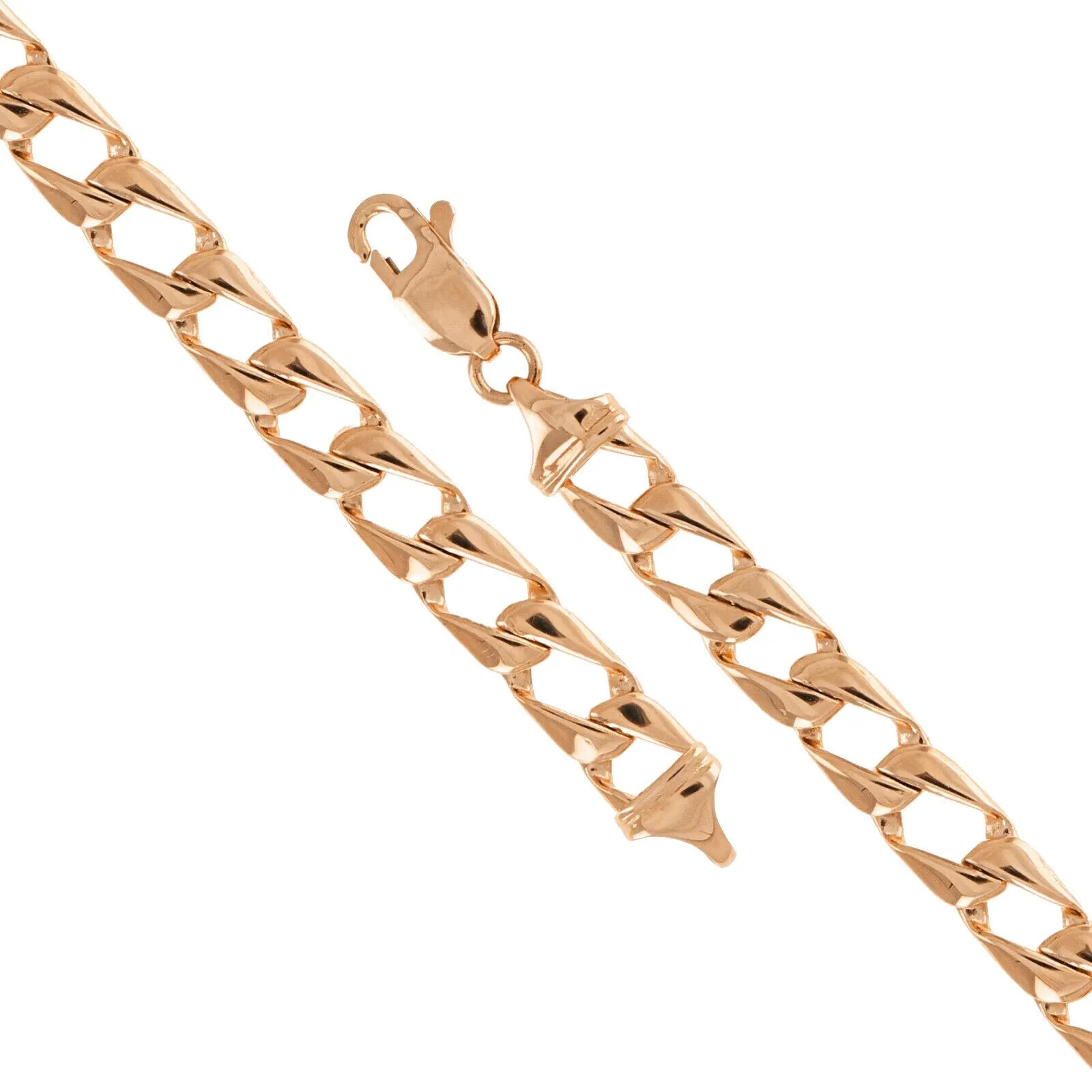 Men's 14k Yellow White or Rose Gold Solid Flat Cuban Chain Necklace 20" - 26" 6.3mm