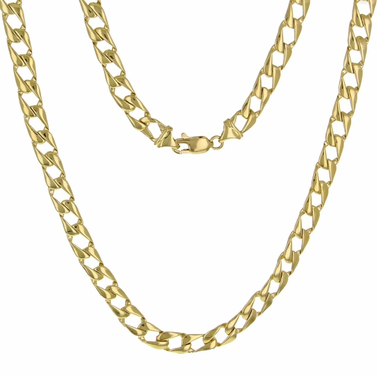 Men's 14k Yellow White or Rose Gold Solid Flat Cuban Chain Necklace 20" - 26" 6.3mm